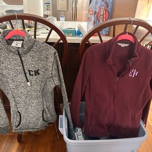 Gray and Maroon Fleece Jackets